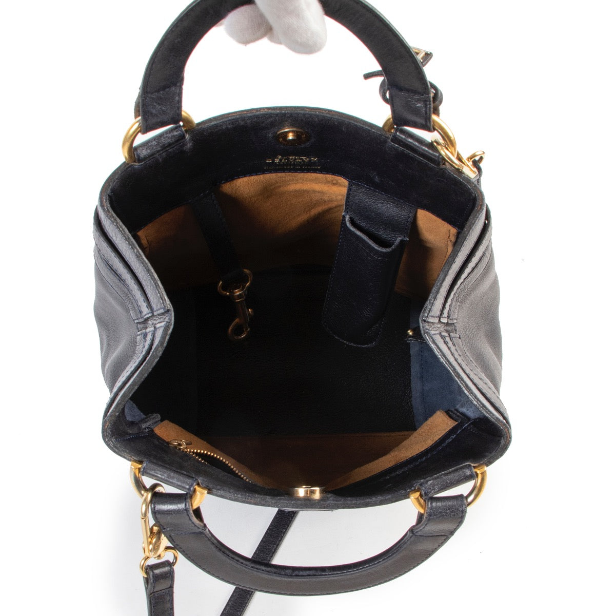 Shop safe online authentic second hand Delvaux Blue Roseau Bucket Bag at Labellov.com.