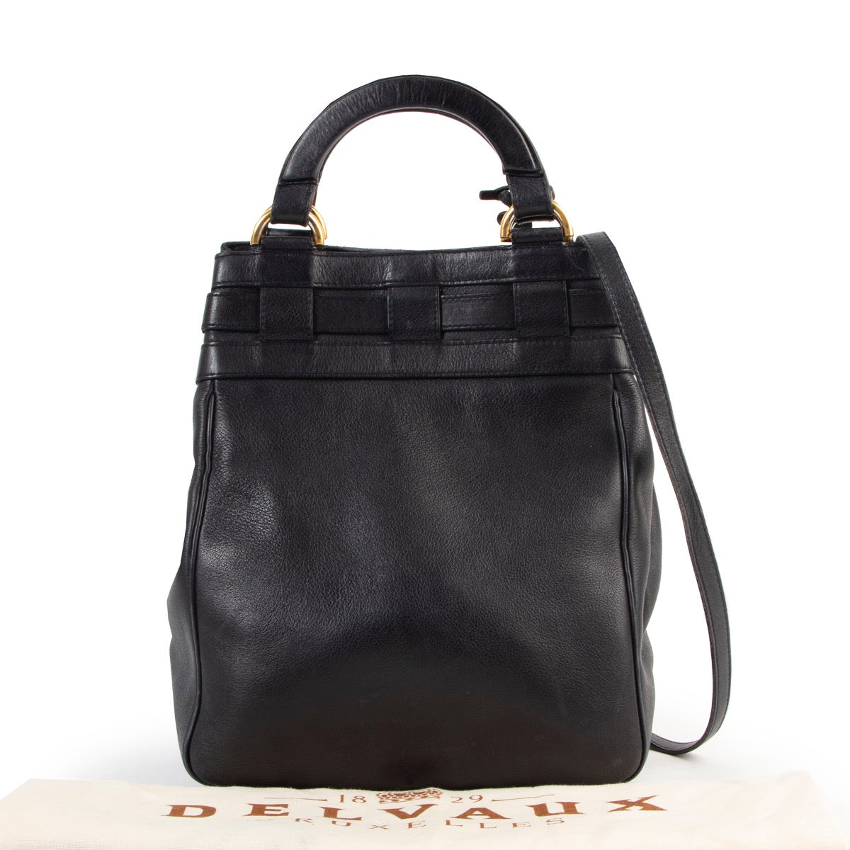 Veilig online kopen van authentieke Delvaux blauwe Roseau handtas.