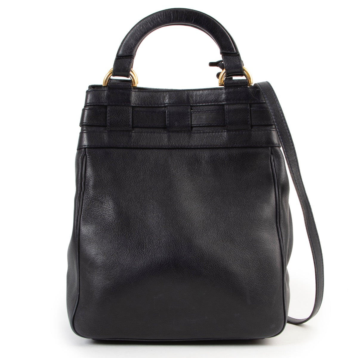 Shop safe online authentic second hand Delvaux Blue Roseau Bucket Bag at Labellov.com.