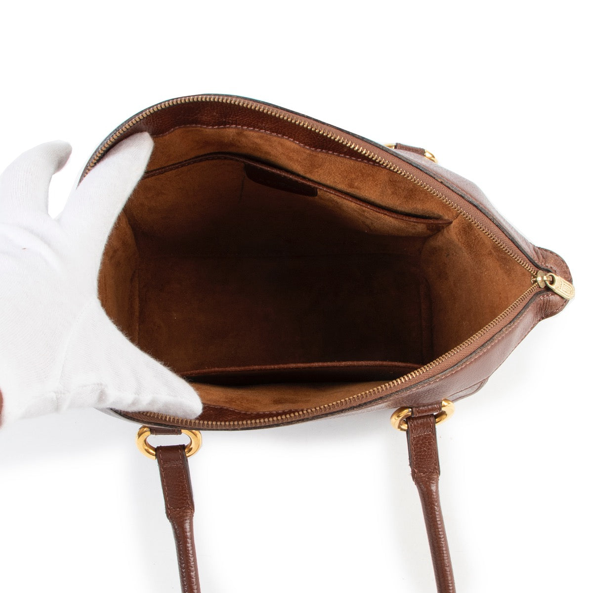 Shop safe online authentic second hand Delvaux Chestnut Brown Charme Top Handle Bag.