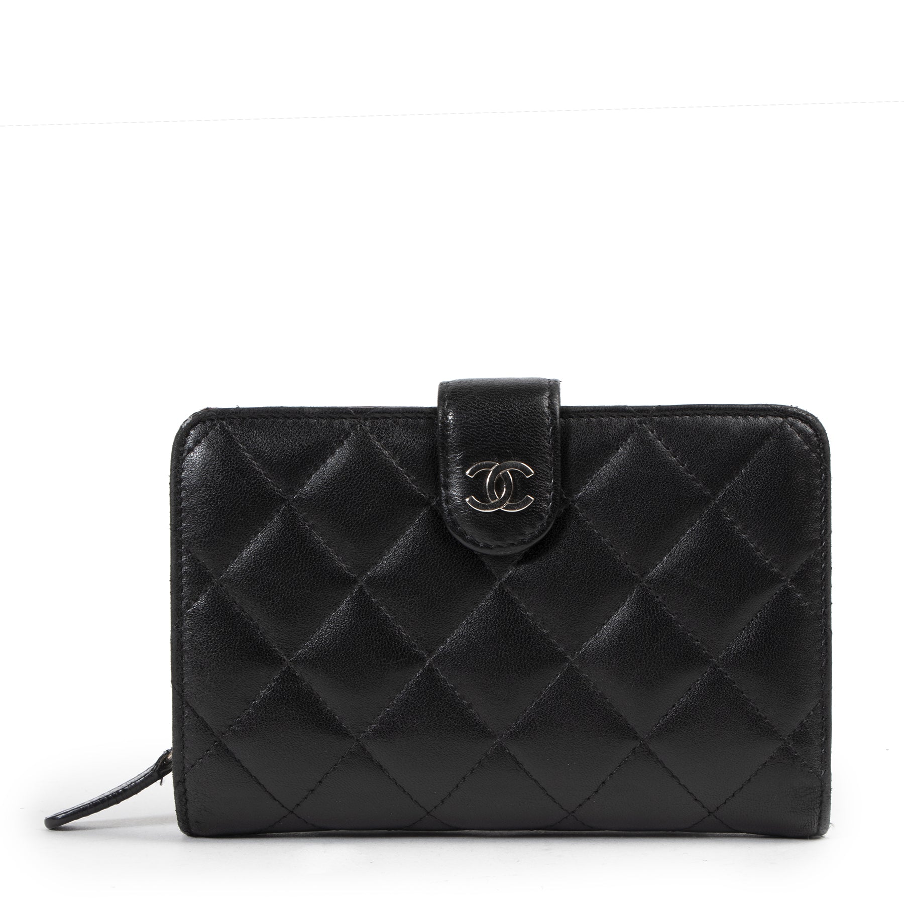 Chanel Black Lambskin L-Zip Wallet