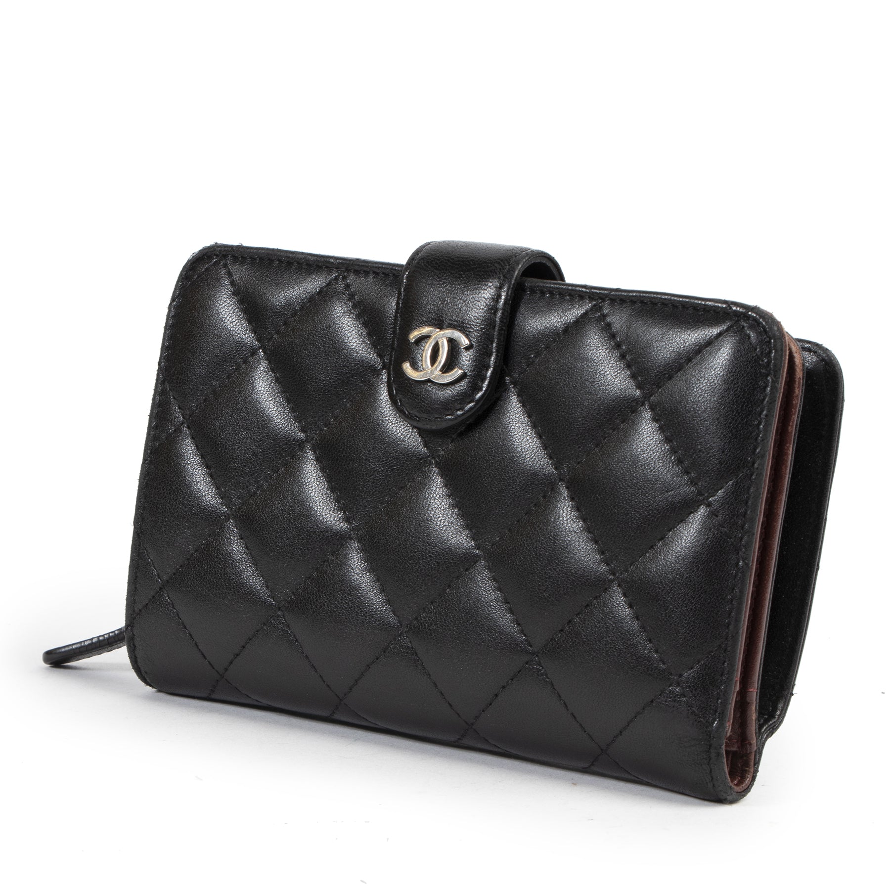 Chanel Black Lambskin L-Zip Wallet