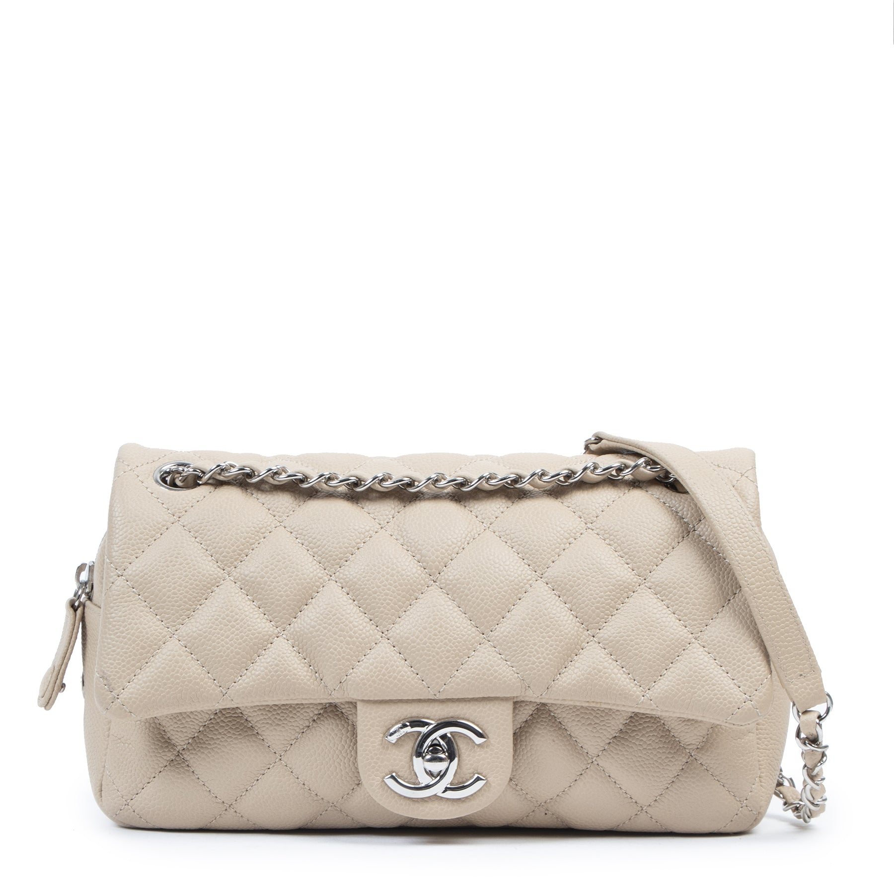 Chanel Beige Caviar Quilted Jumbo Easy Flap Bag
