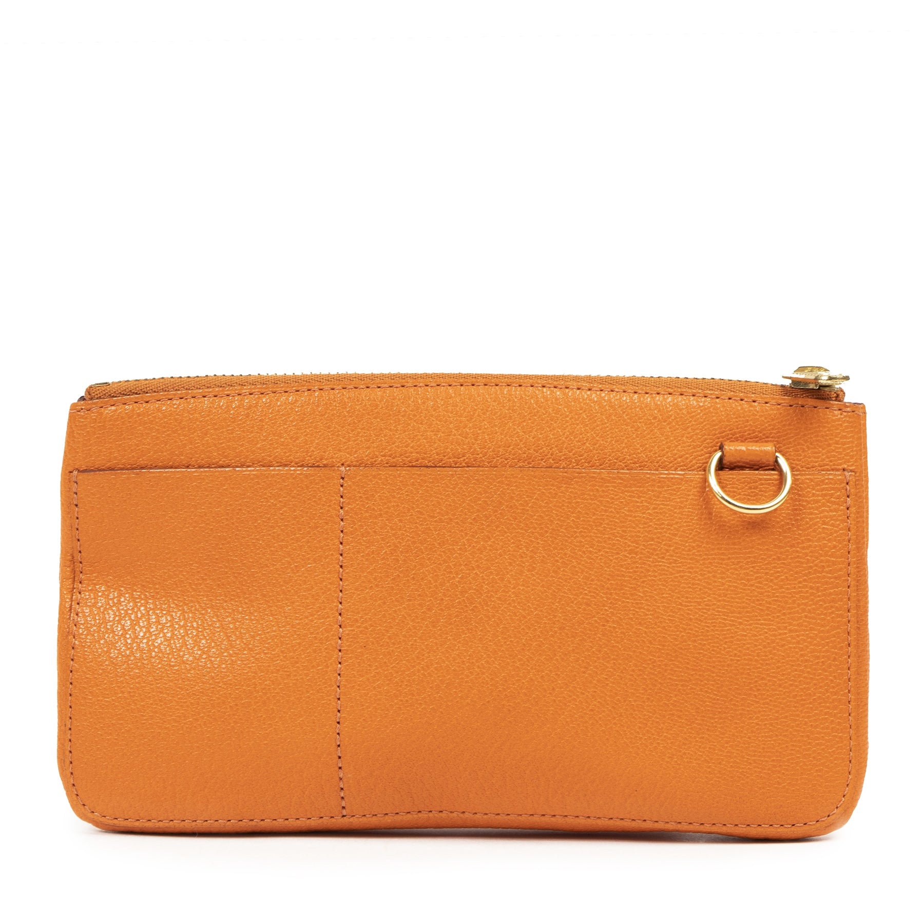 Authentic secondhand Delvaux Orange Leather Pochette designer bags fashion luxury vintage webshop safe secure online shopping