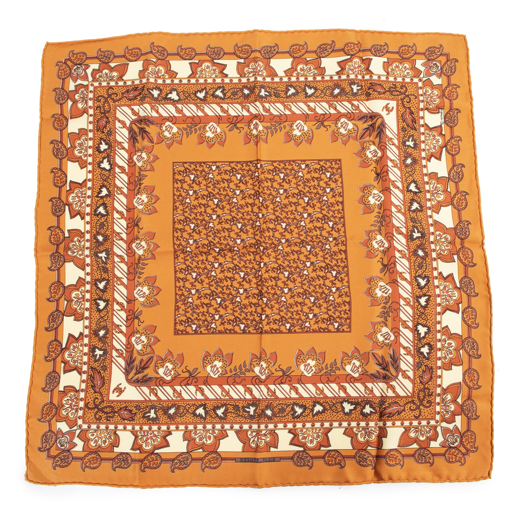 Hermès Orange Silk Pochette Scarf