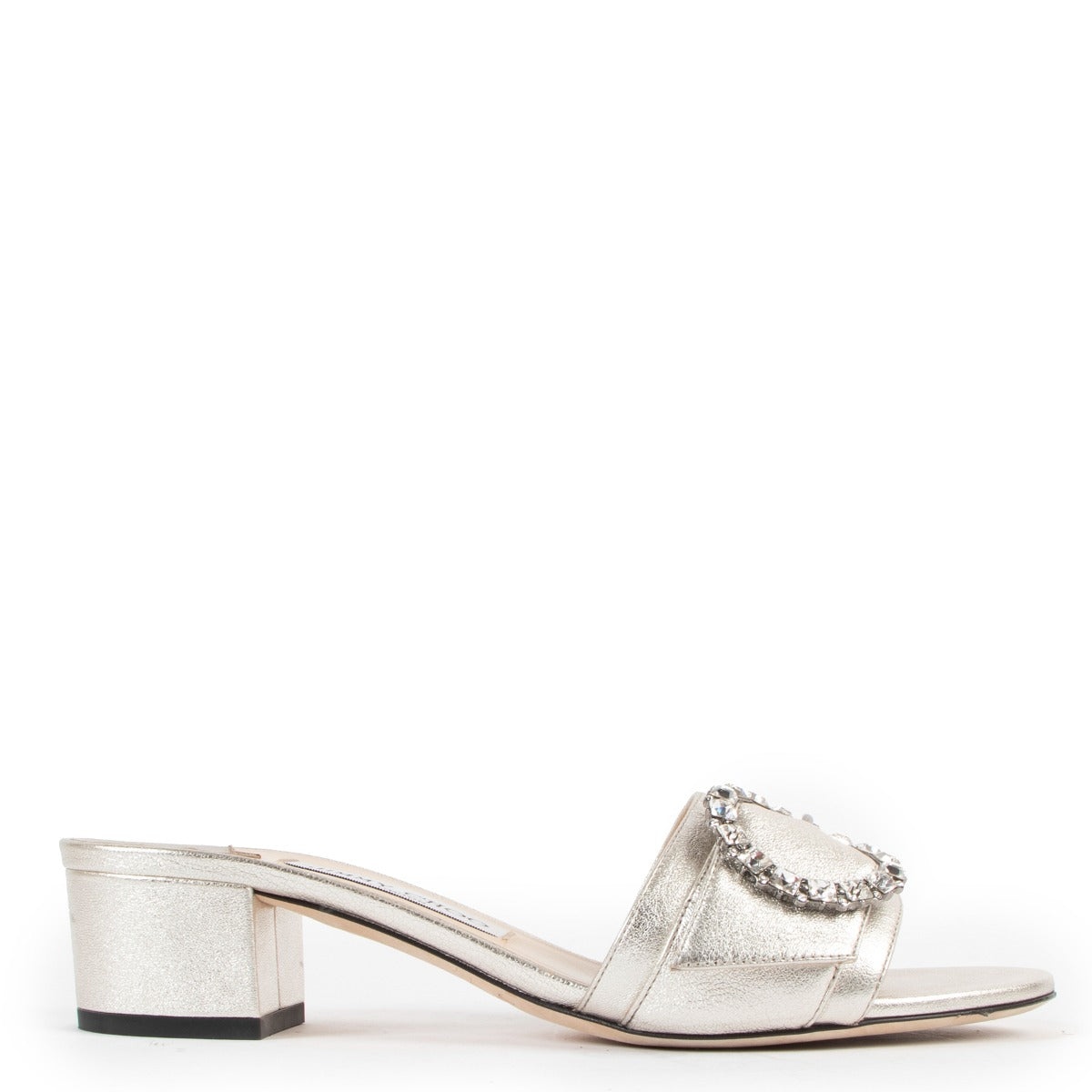 Jimmy Choo Silver Granger 35 Mule Sandals