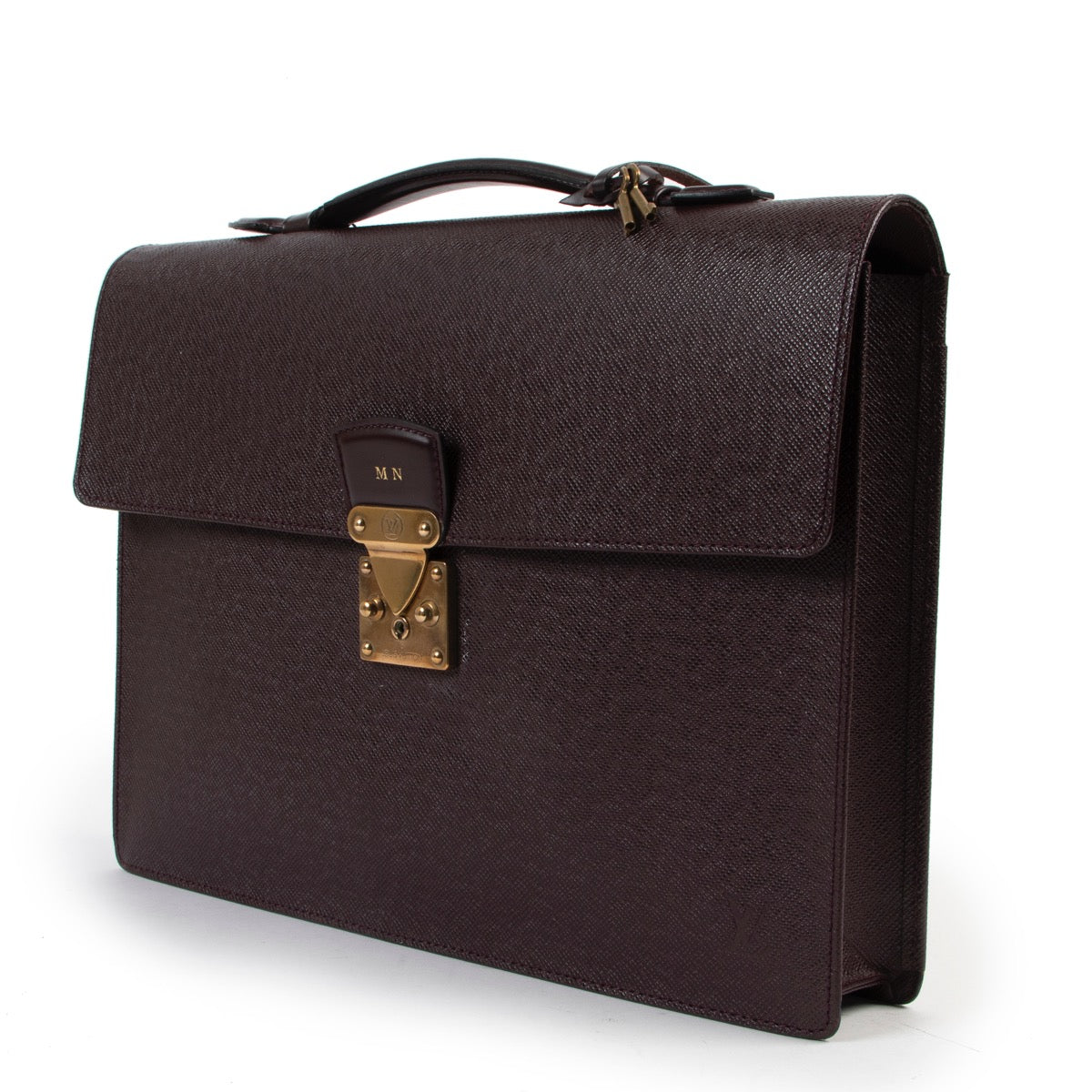 shop authentic vintage Louis Vuitton Serviette Kourad Acajou Taiga Leather Briefcase at Labellov