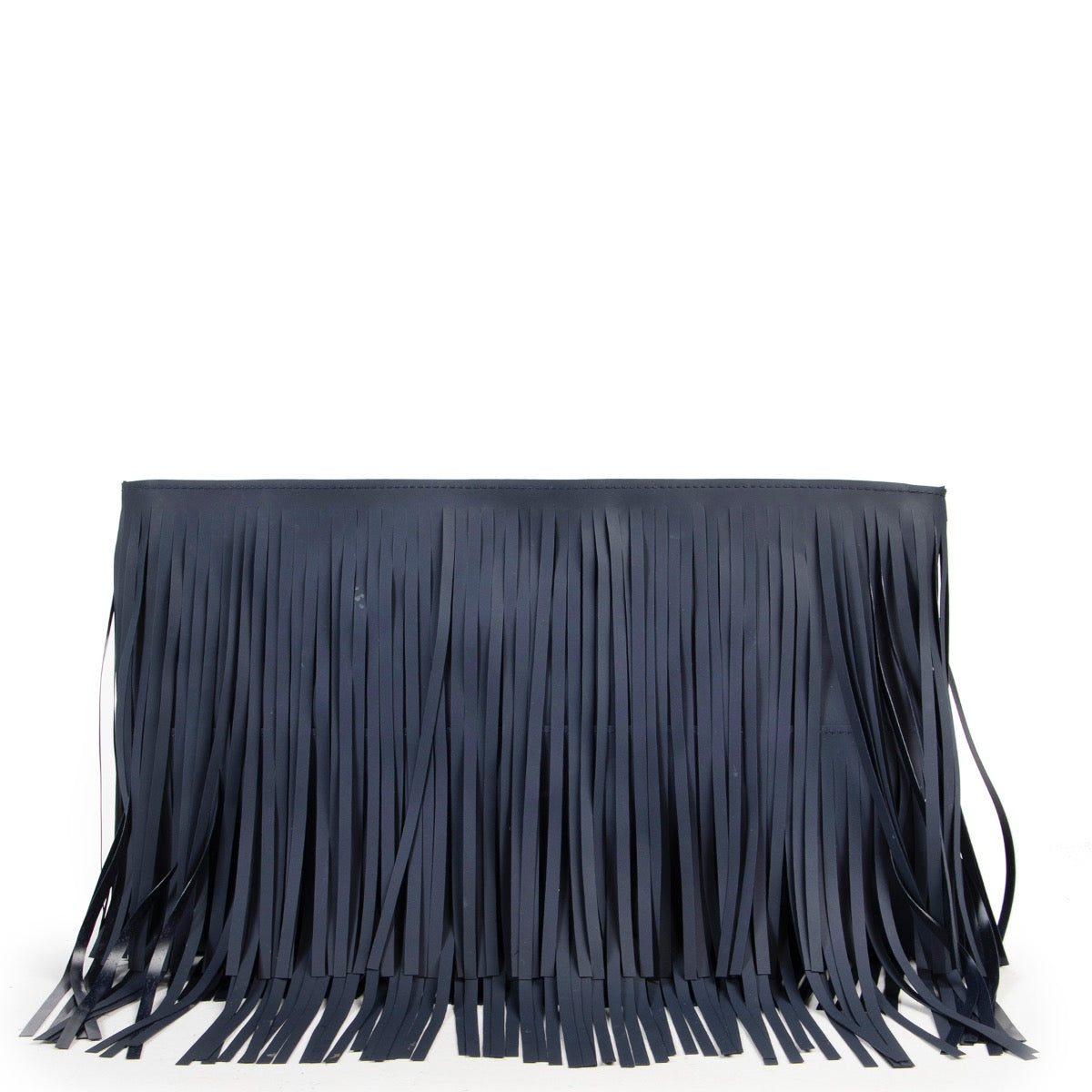 Shop safe online authentic Marni Dark Blue Fringe Clutch at the right price at Labellov.com.