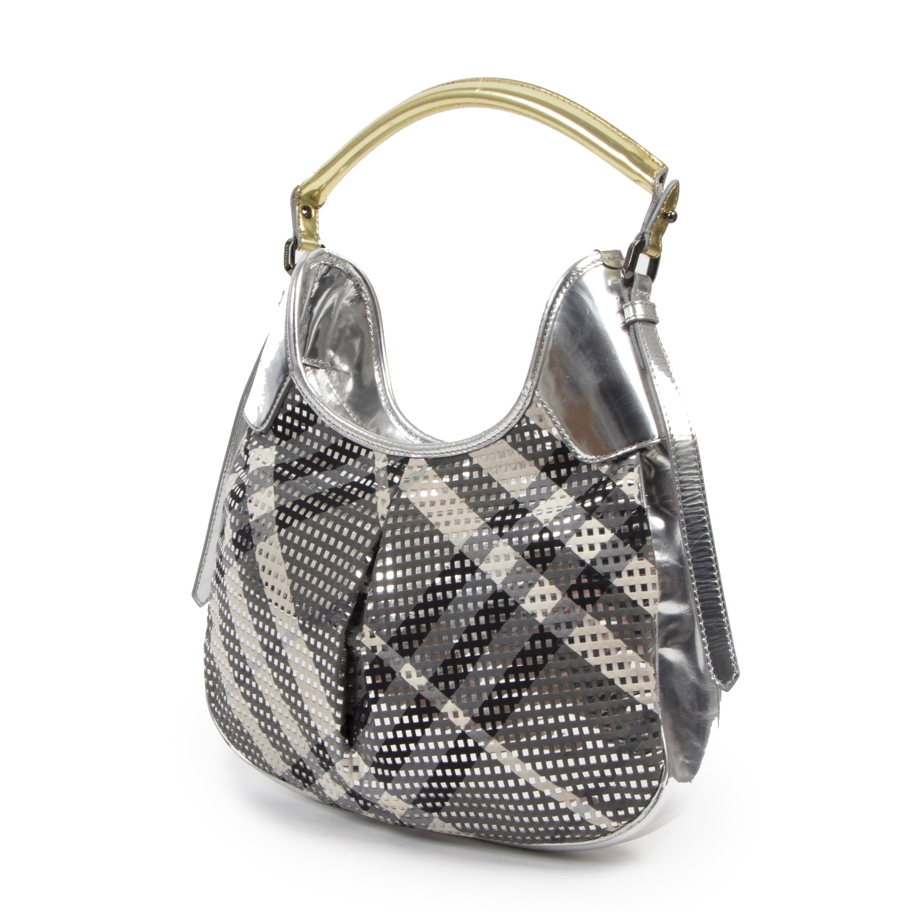 Authentic second-hand vintage Burberry Silver Shoulder Bag buy online webshop LabelLOV