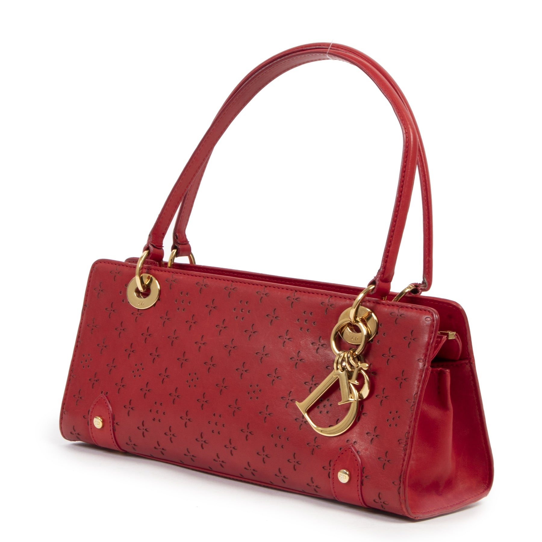 Authentieke Tweedehands Christian Dior Red Baguette Bag juiste prijs veilig online shoppen luxe merken webshop winkelen Antwerpen België mode fashion