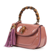 Authentieke Tweedehands Gucci Pink Patent Leather Bamboo Top Handle Bag juiste prijs veilig online shoppen luxe merken webshop