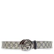 Authentieke Tweedehands Gucci Blue Monogram Belt - size 80 juiste prijs veilig online shoppen luxe merken webshop winkelen Antwerpen België mode fashion