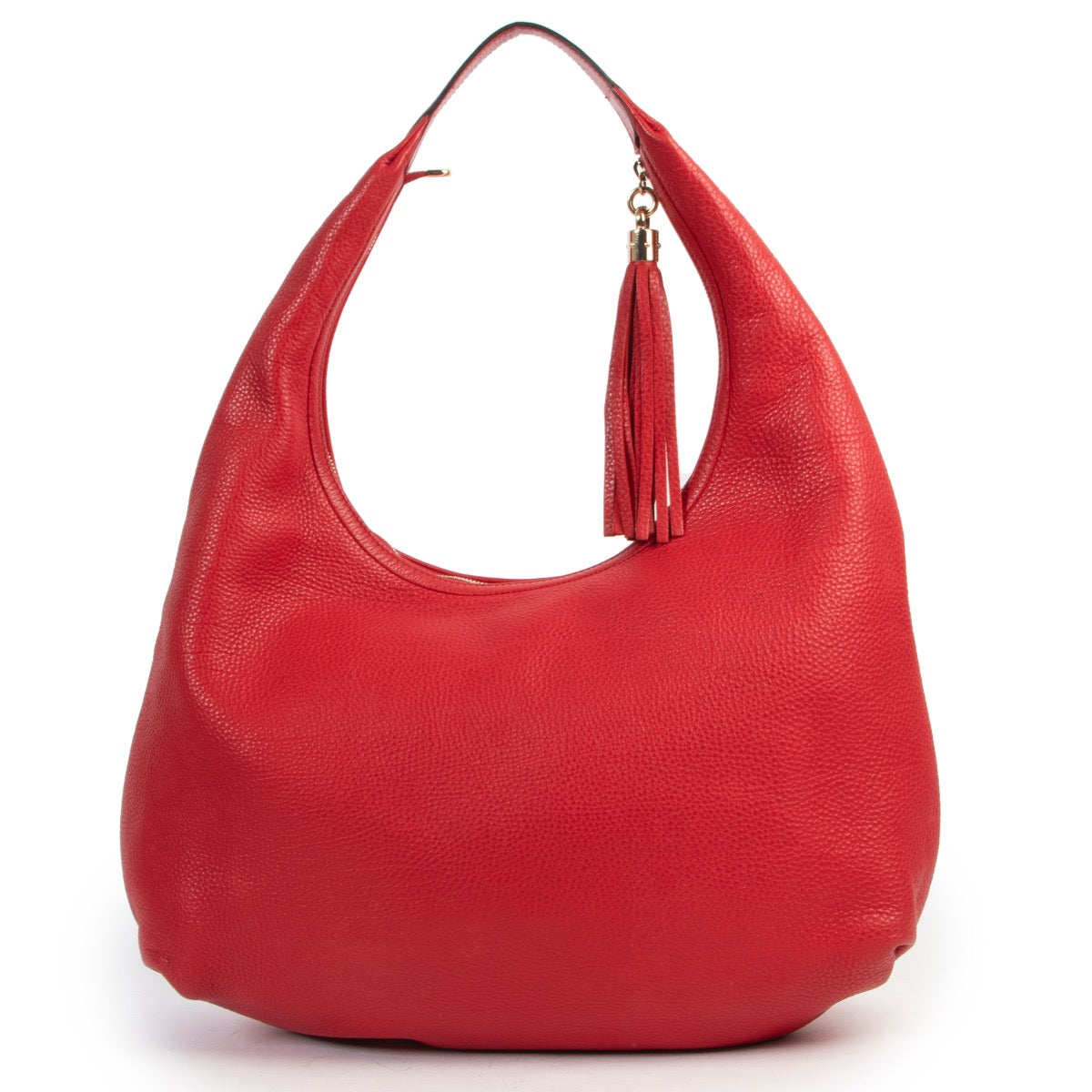 Shop safe online 100% authentic second hand Gucci Red Soho Hobo Large Leather Shoulder Bag in very good condition at Labellov in Antwerp.
