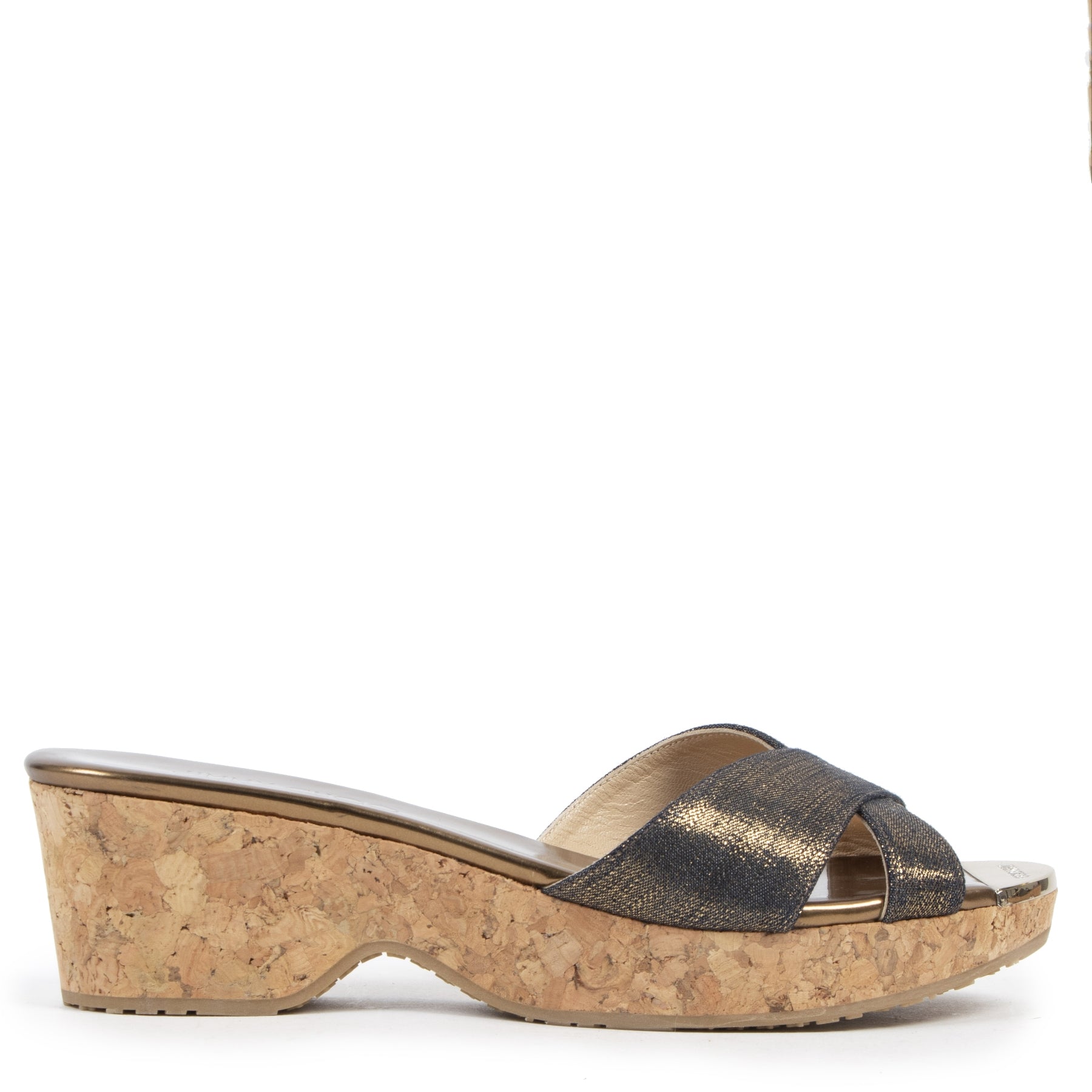 Authentic second-hand vintage Jimmy Choo Glitter Wedge Slides - Size 39 buy online webshop LabelLOV