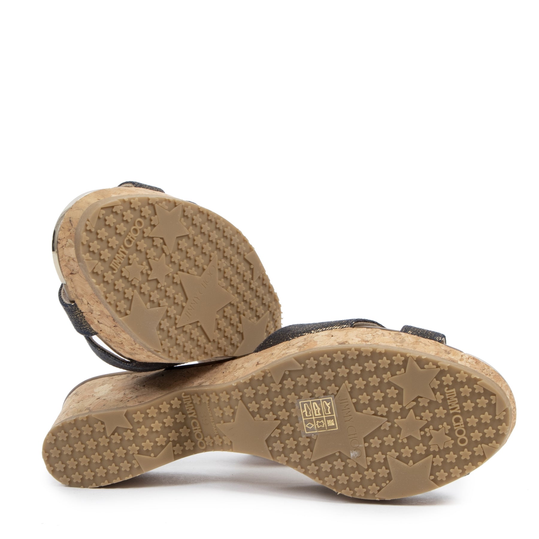 Authentieke tweedehands vintage Jimmy Choo Glitter Wedge Slides - Size 39 koop online webshop LabelLOV