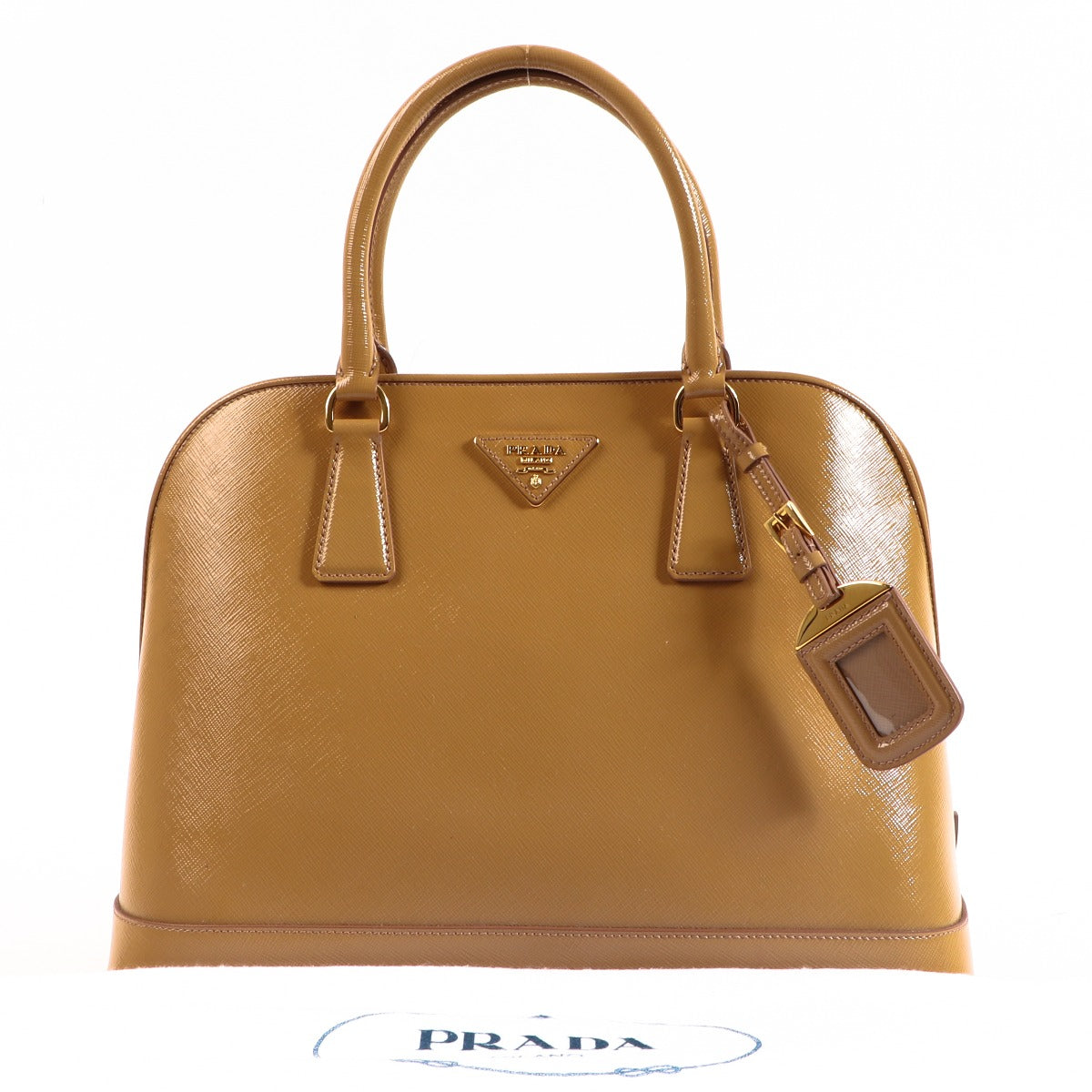 Buy an authentic second-hand Prada Camel Saffiano Open Promenade Top Handle in very good condition at Labellov in Antwerp.