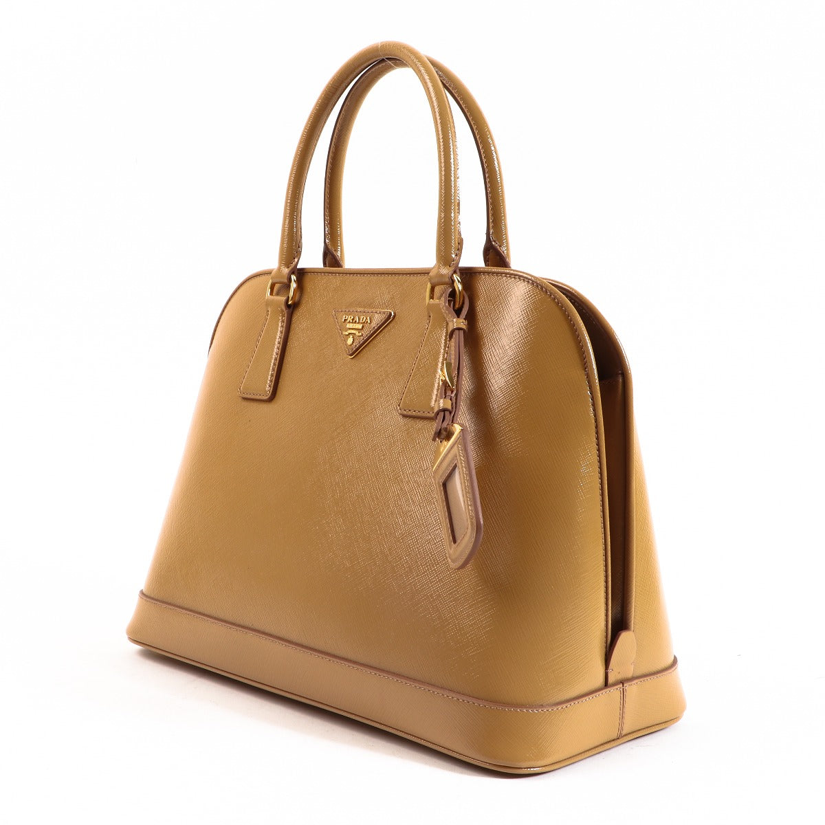 Buy an authentic second-hand Prada Camel Saffiano Open Promenade Top Handle in very good condition at Labellov in Antwerp.