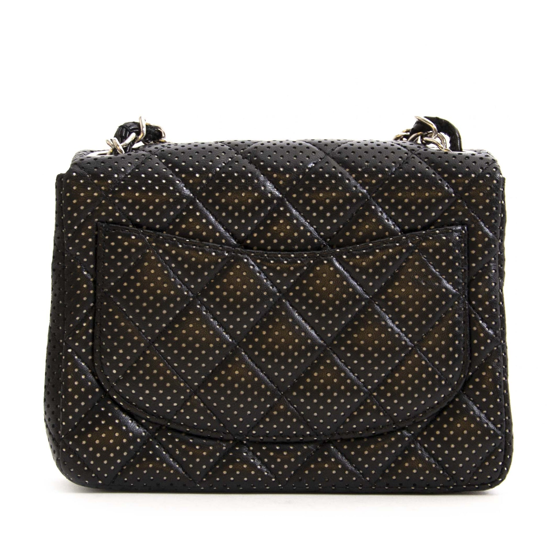 Authentic second hand vintage Chanel Mini Square Perforated Quilted Bag buy online webshop LabelLOV