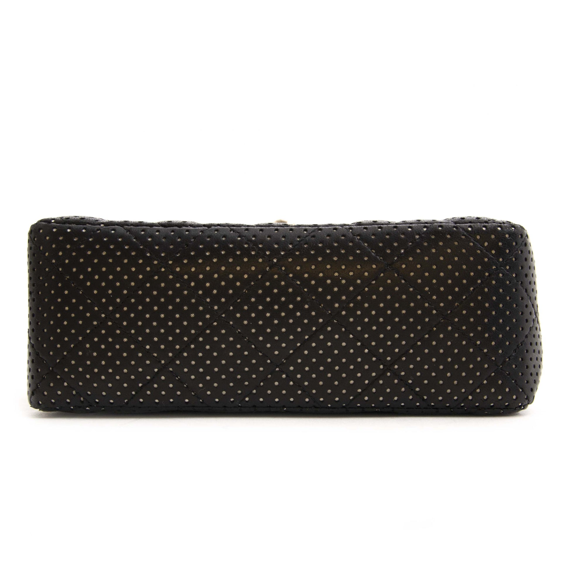 Authentic second hand vintage Chanel Mini Square Perforated Quilted Bag buy online webshop LabelLOV