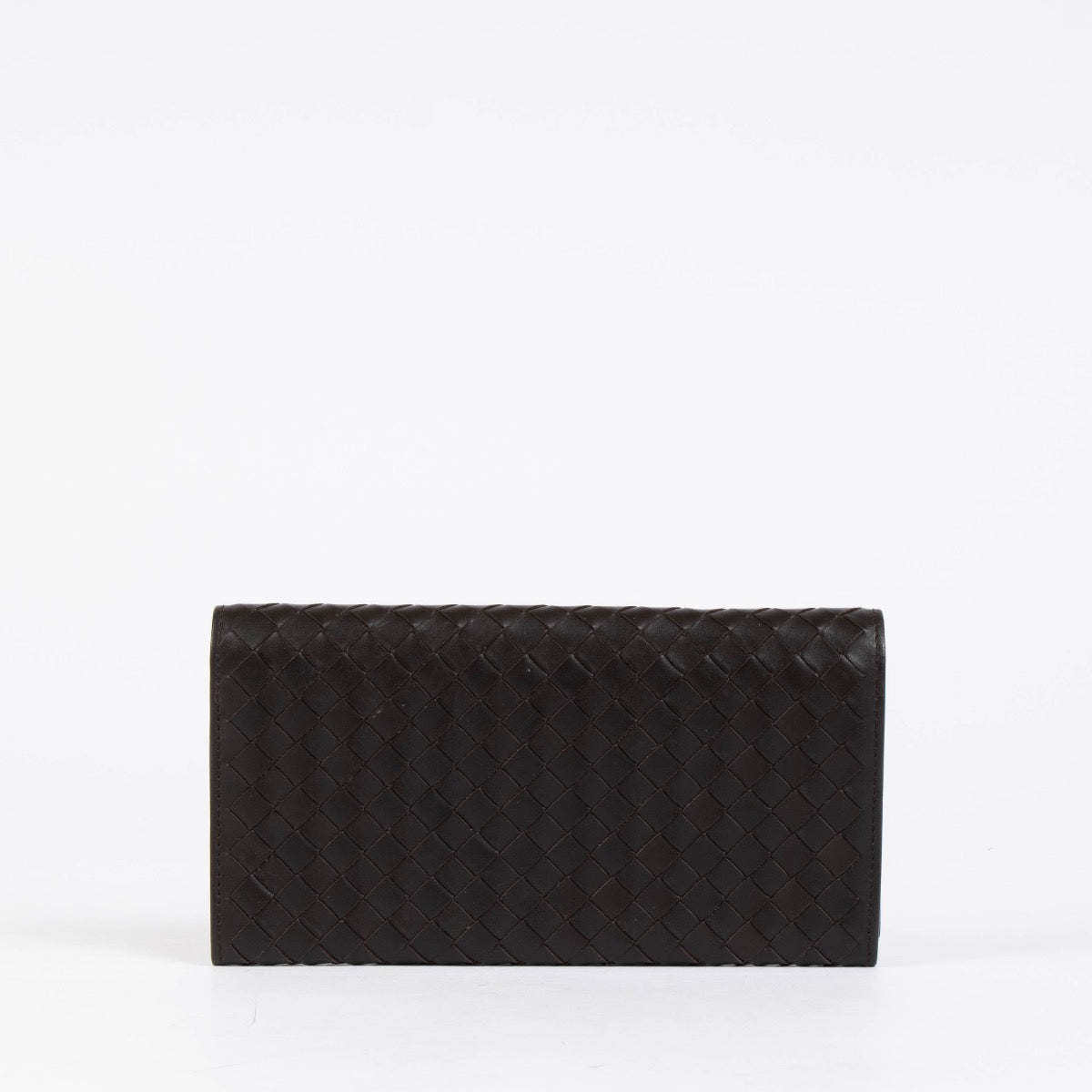 Authentic pre-loved Bottega Veneta Brown Leather Intrecciato Flap Wallet on Labellov.com