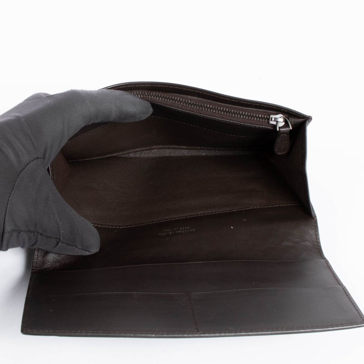 Authentic pre-loved Bottega Veneta Brown Leather Intrecciato Flap Wallet on Labellov.com