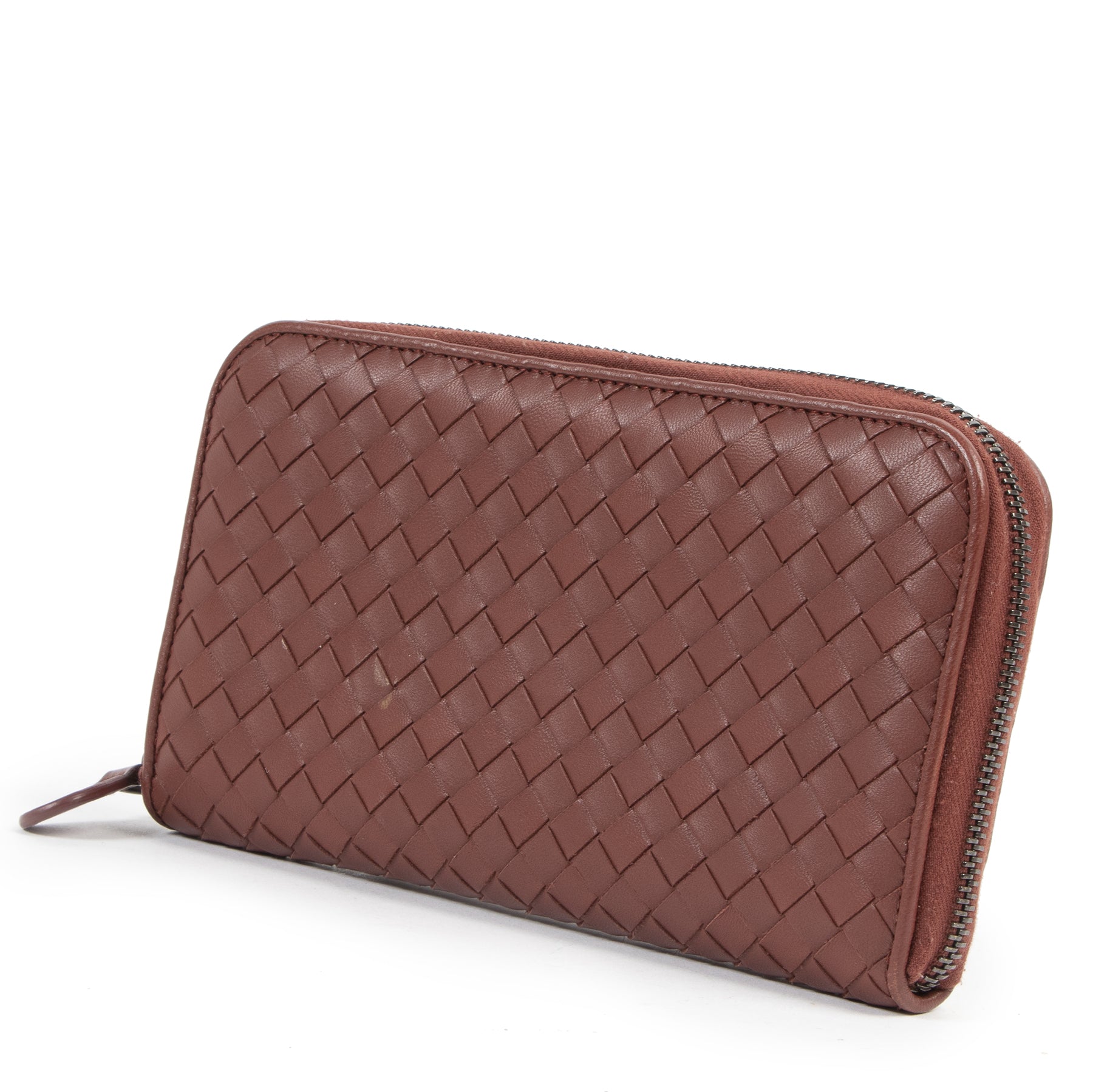 shop safe online Bottega Veneta Bordeaux Zip-Around Wallet