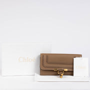 Authentic pre-loved Chloé Dark Beige Leather Marcie Flap Wallet on Labellov.com