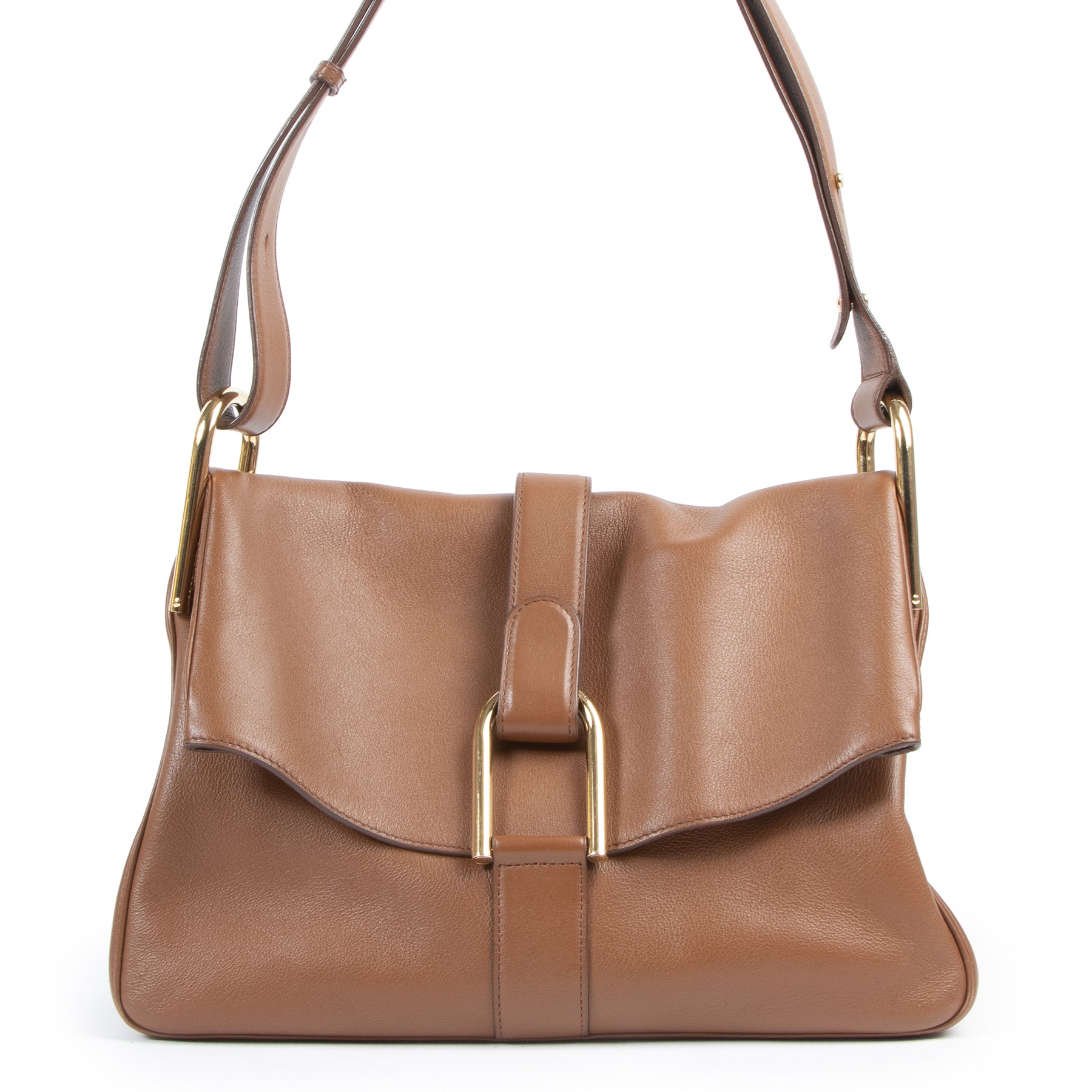 Authentic secondhand Delvaux Chestnut Brown Givry Shoulder Bag designer bags fashion luxury vintage webshop safe secure online shopping