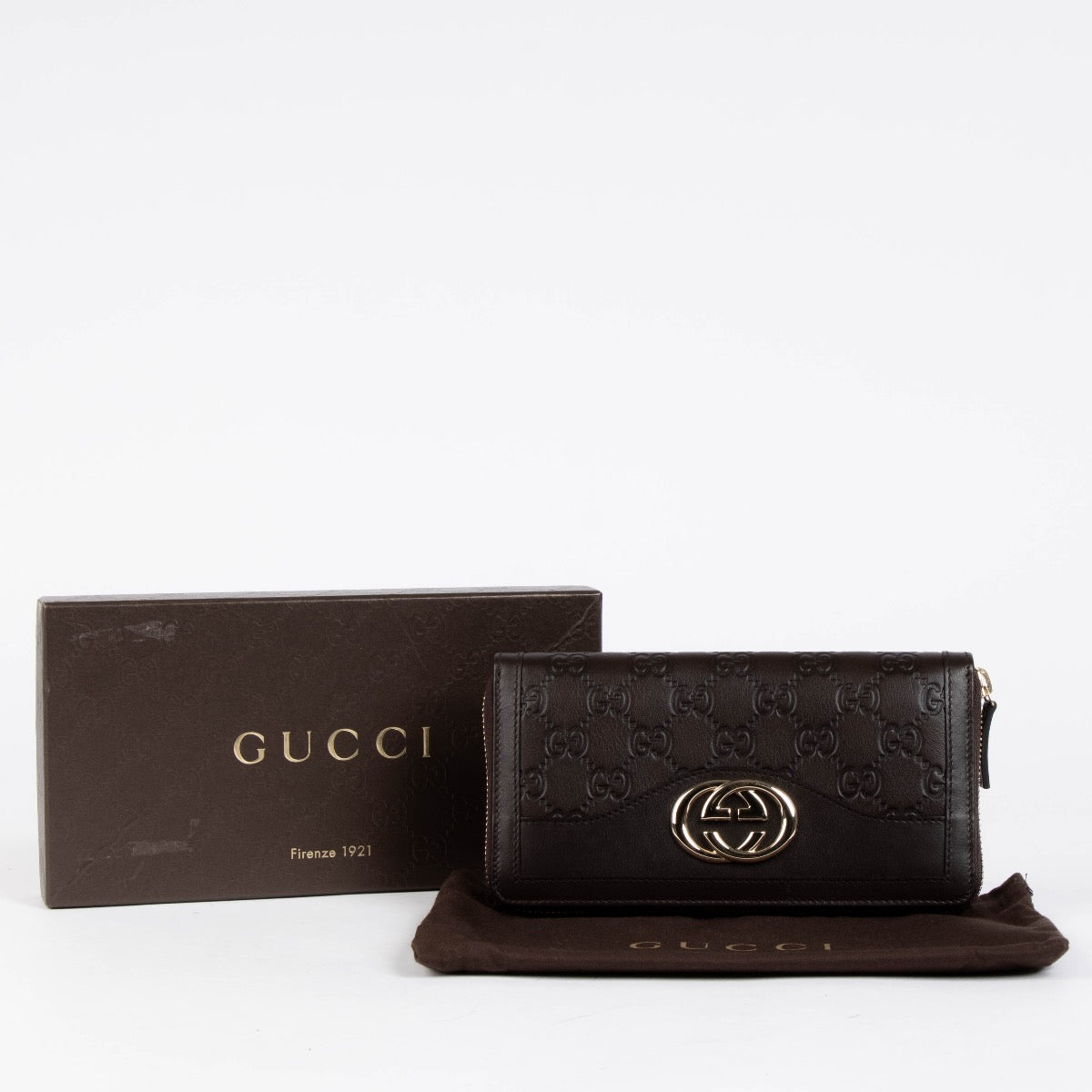 Authentic pre-loved Gucci Brown Leather GG Guccissima Long Wallet on Labellov.com