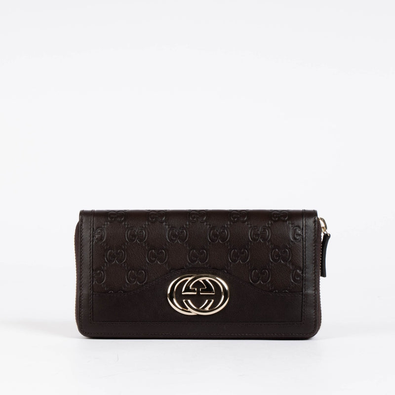 Authentic pre-loved Gucci Brown Leather GG Guccissima Long Wallet on Labellov.com