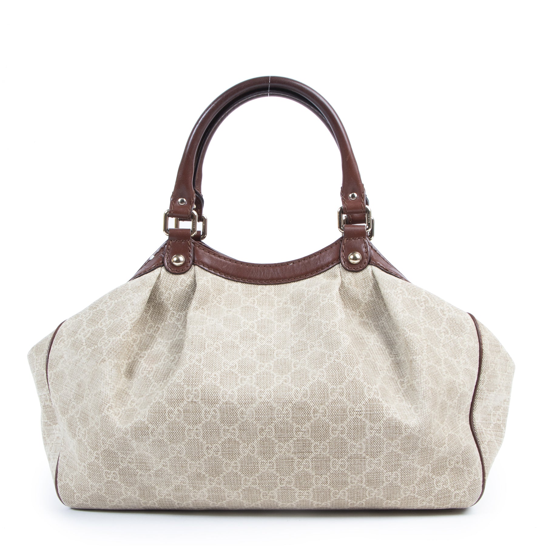 Authentic secondhand Gucci Beige GG Monogram Canvas Shoulder Bag designer bags fashion luxury vintage webshop safe secure online shopping