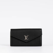 Authentic pre-loved Louis Vuitton Black Leather My Lock Long Wallet on Labellov.com