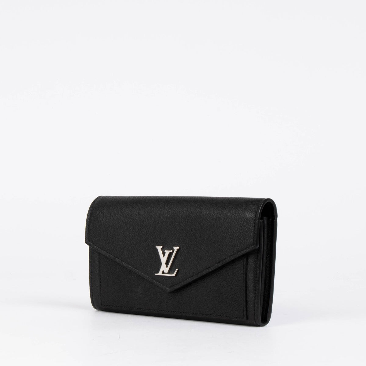 Authentic pre-loved Louis Vuitton Black Leather My Lock Long Wallet on Labellov.com