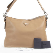 Authentic secondhand Prada Camel Leather Shoulder Bag designer bags fashion luxury vintage webshop safe secure online shopping