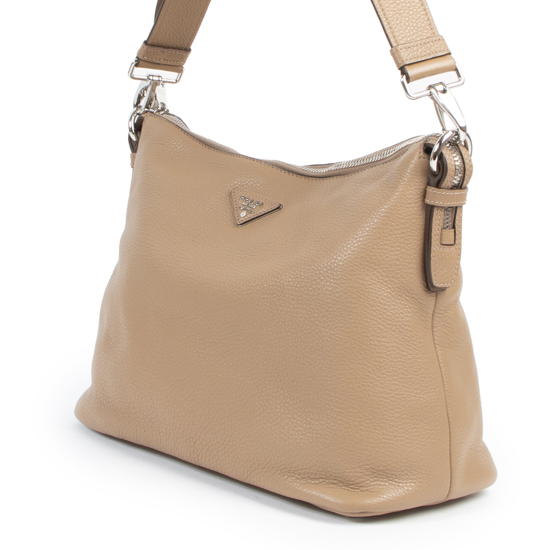 Authentic secondhand Prada Camel Leather Shoulder Bag designer bags fashion luxury vintage webshop safe secure online shopping