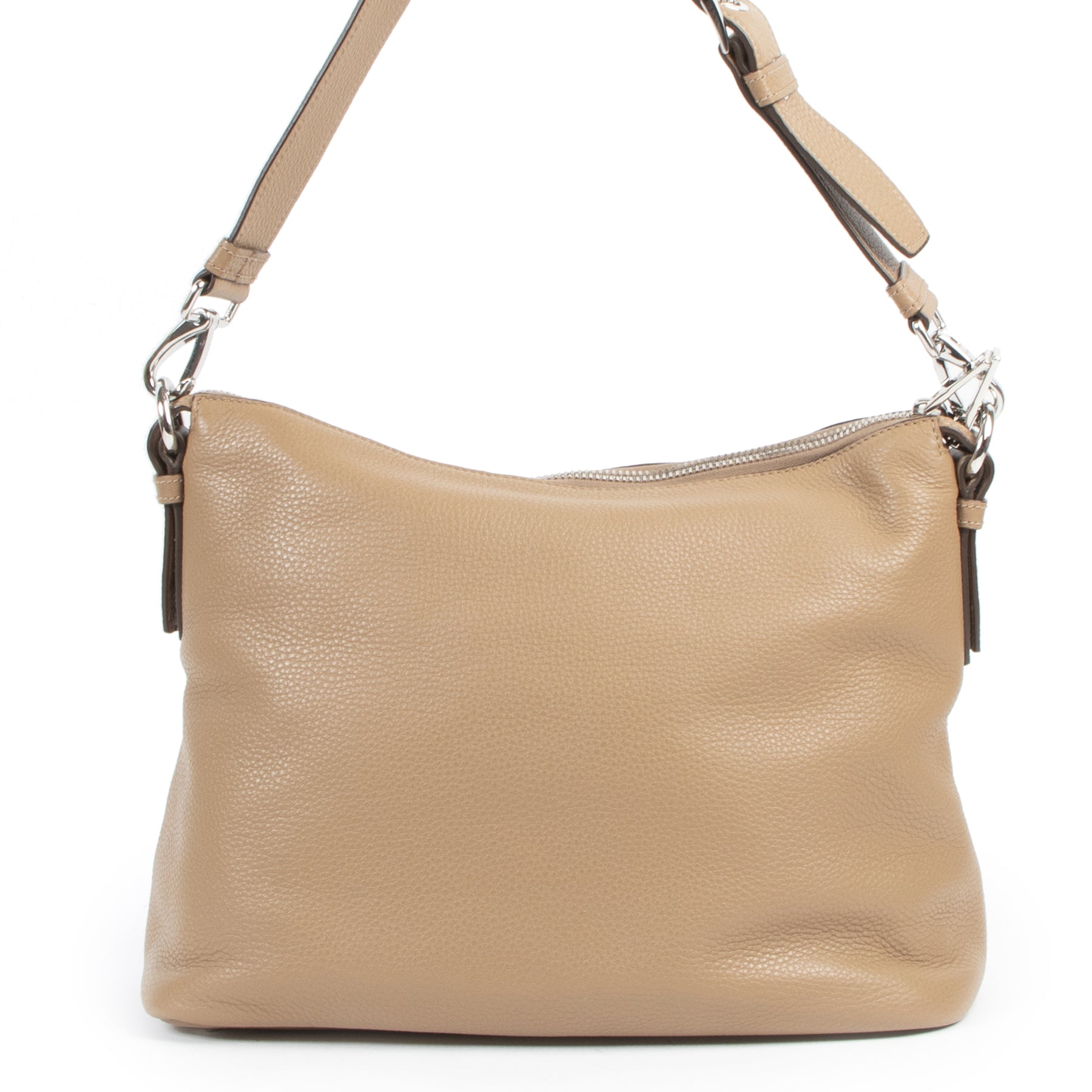 Authentieke Tweedehands Prada Camel Leather Shoulder Bag juiste prijs veilig online shoppen luxe merken webshop winkelen Antwerpen België mode fashion