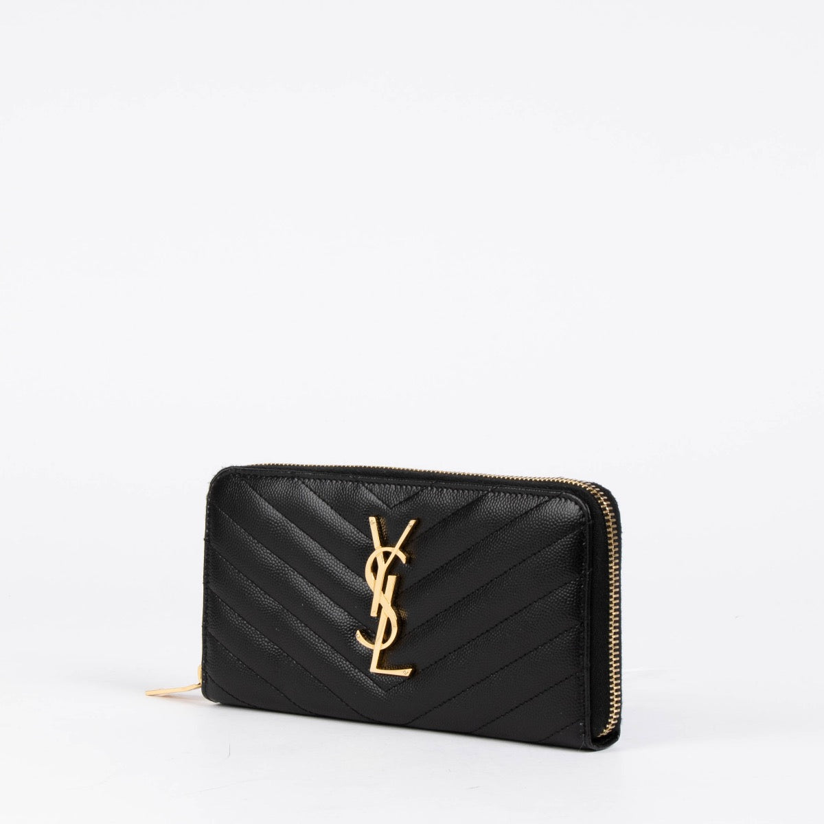 Authentic pre-loved Saint Laurent Black Leather Cassandre Long Wallet on Labellov.com