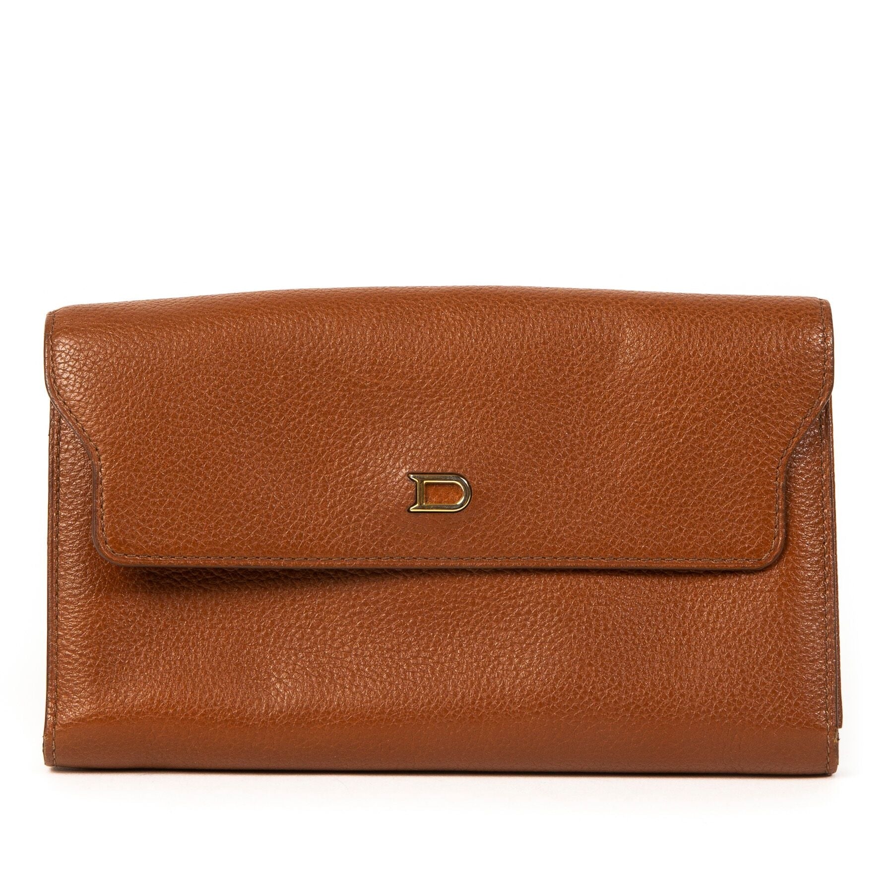 Delvaux Cognac Leather Flap Wallet