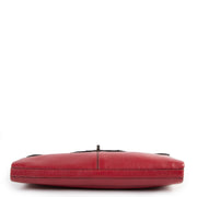 Cartier Red Leather And Python Turnlock Clutch With Chain
