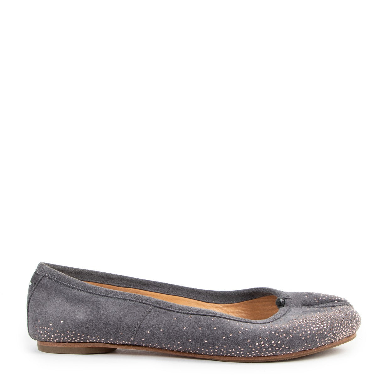 authentic second hand Maison Margiela Tabi Spilt-Toe Grey Suede Ballet Flats at labellov