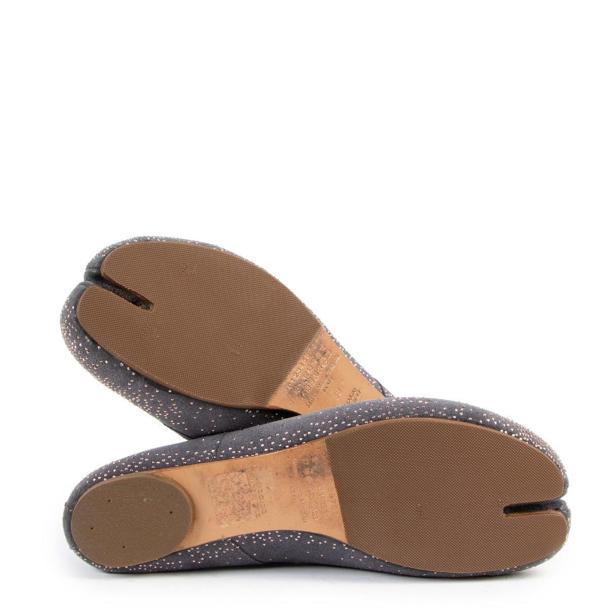 authentic second hand Maison Margiela Tabi Spilt-Toe Grey Suede Ballet Flats at labellov