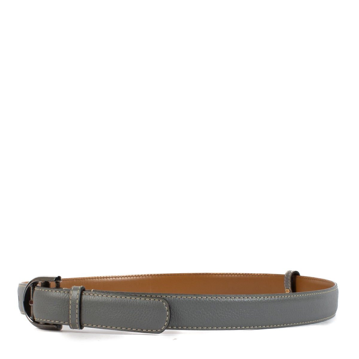 Delvaux Grey Leather Belt - size 75