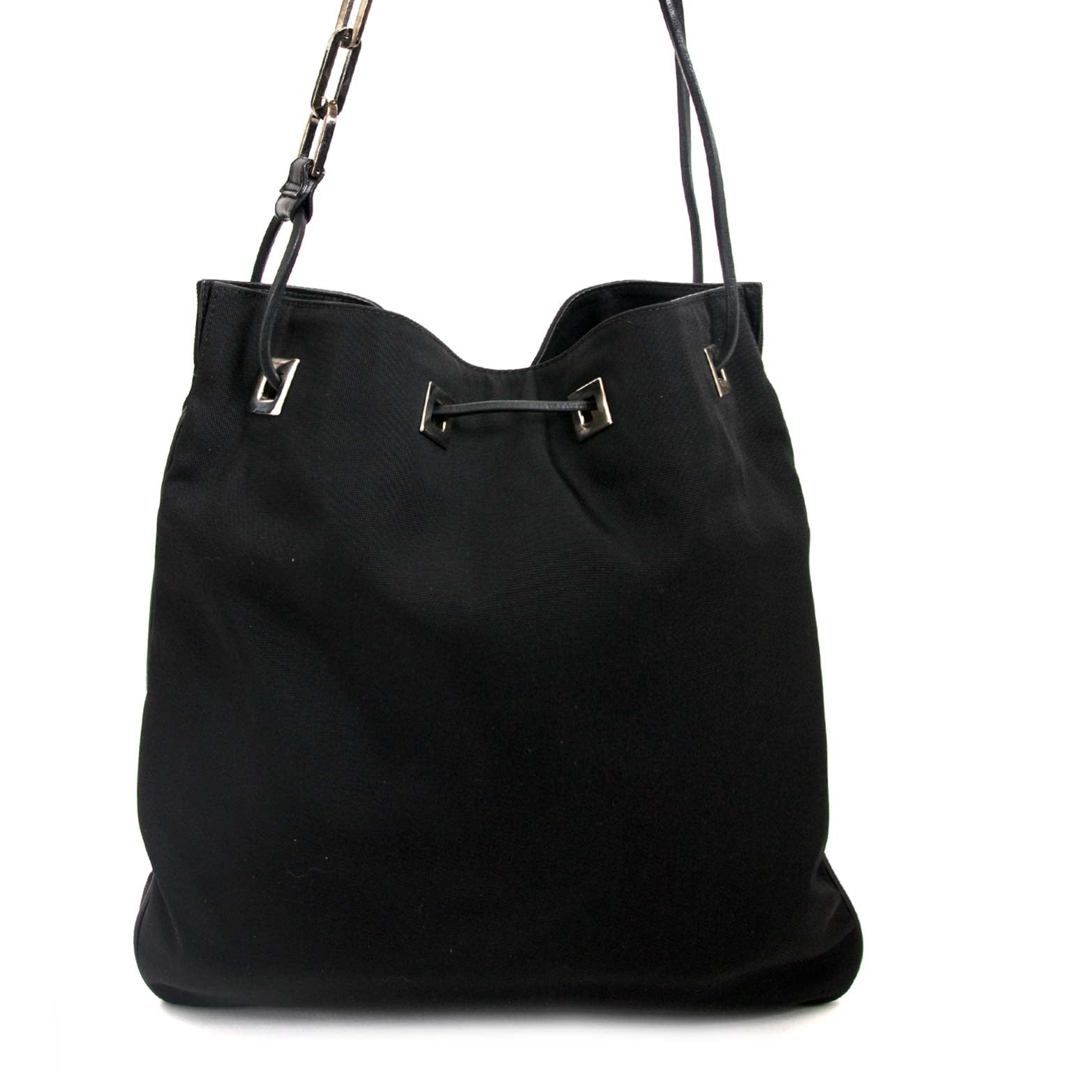 gucci zwarte stof metale ketting tas nu te koop bij labellov vintage mode webshop belgië