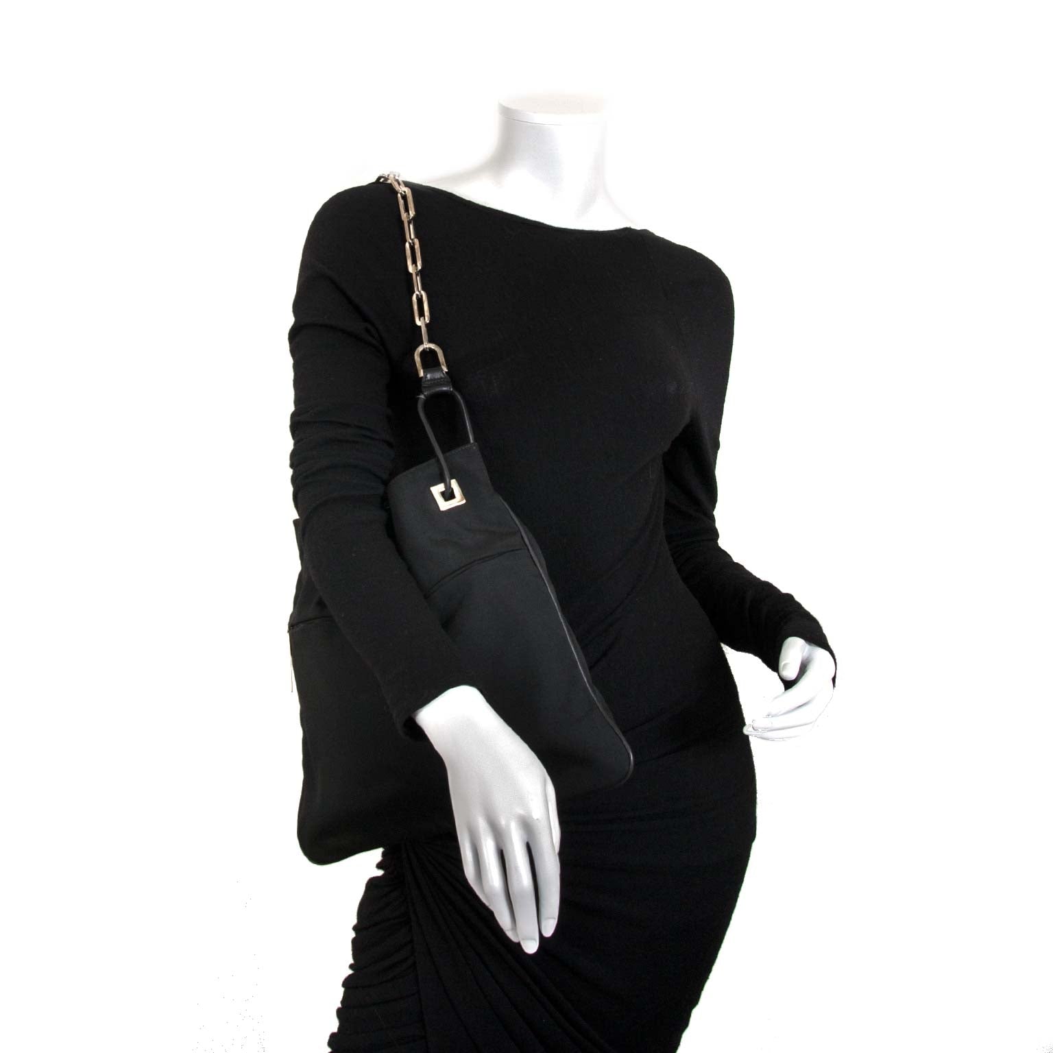 gucci black fabric metal chain shopper now for sale at labellov vintage fashion webshop belgium