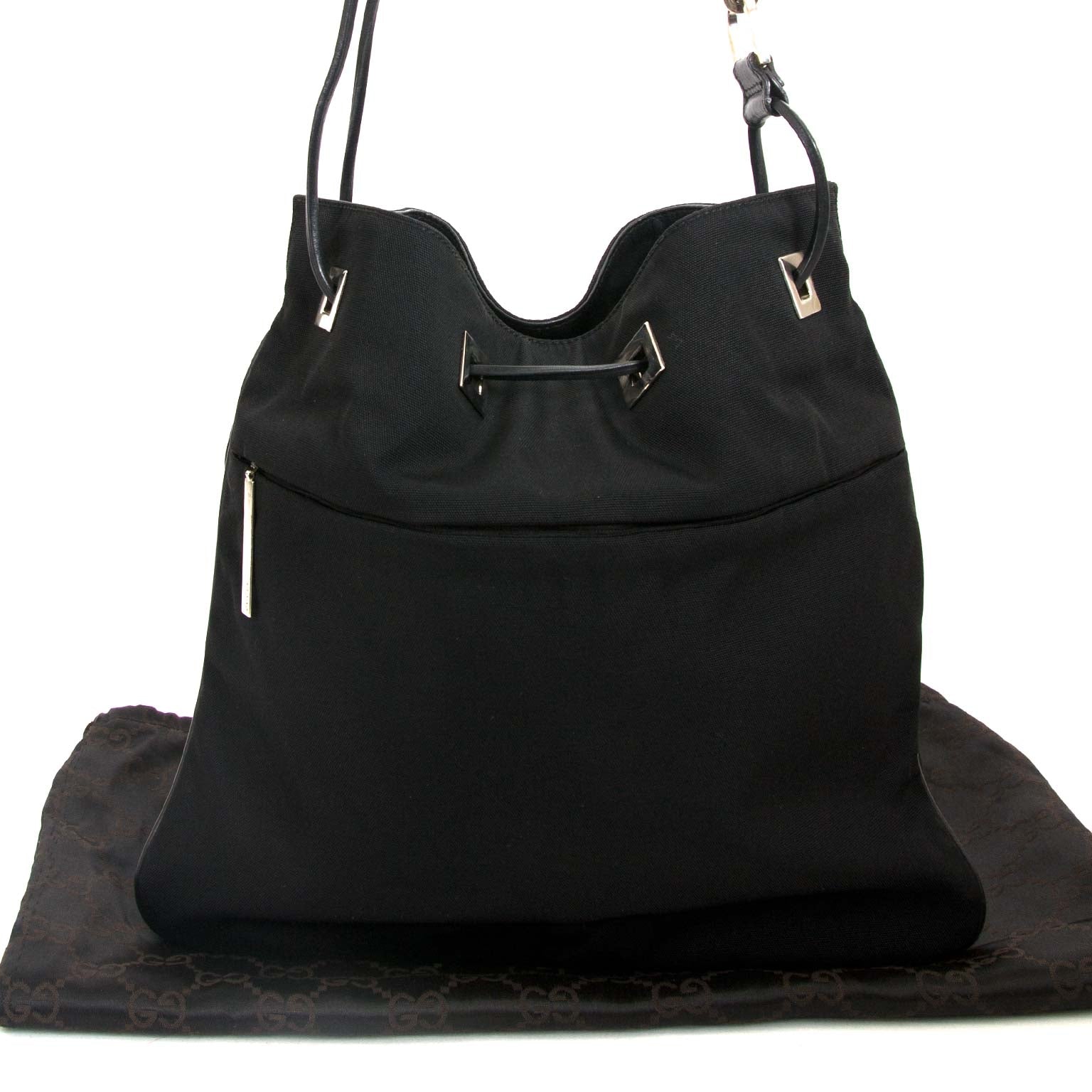 gucci zwarte stof metale ketting tas nu te koop bij labellov vintage mode webshop belgië