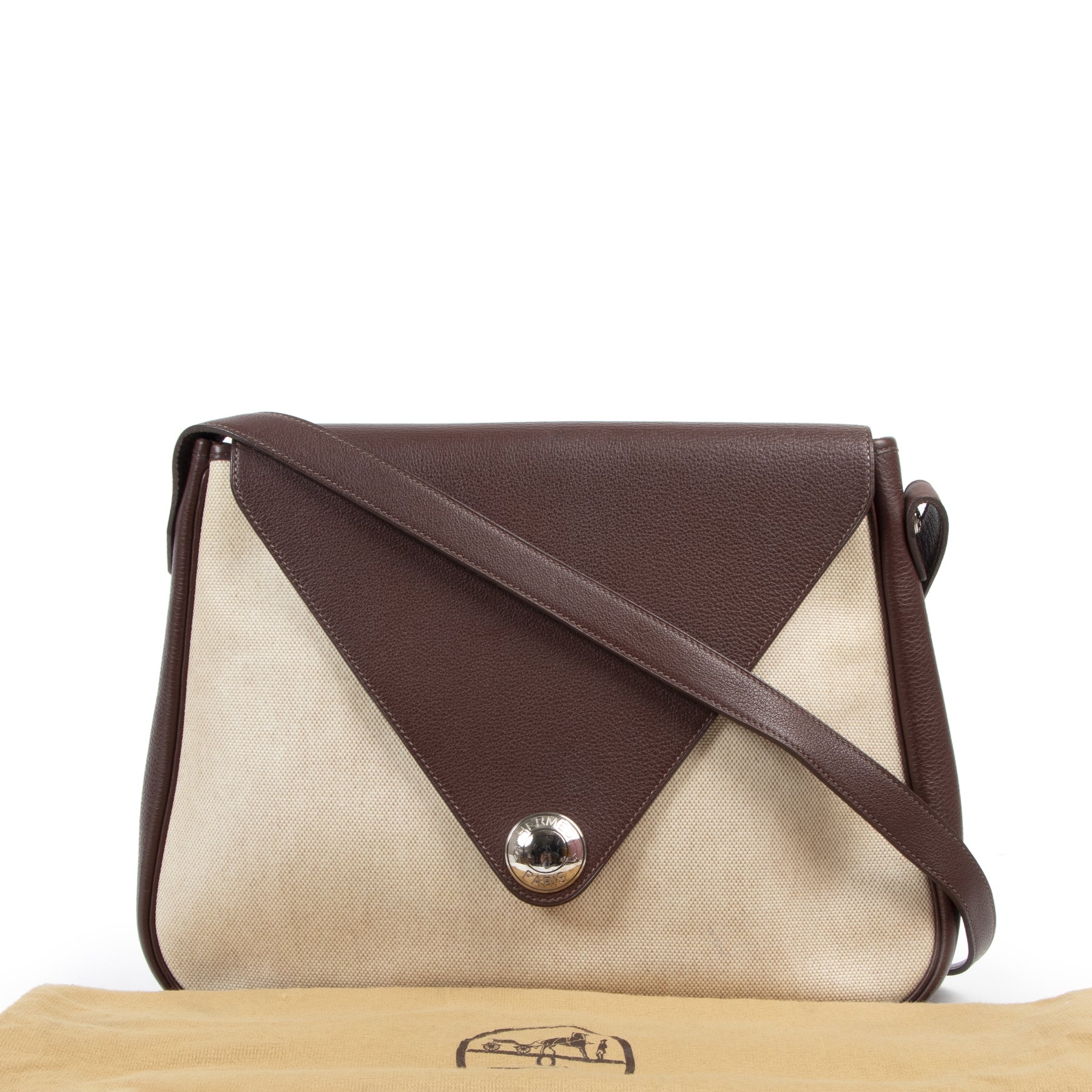 Hermès Christine Toile and Leather Shoulder Bag for the best price at Labellov