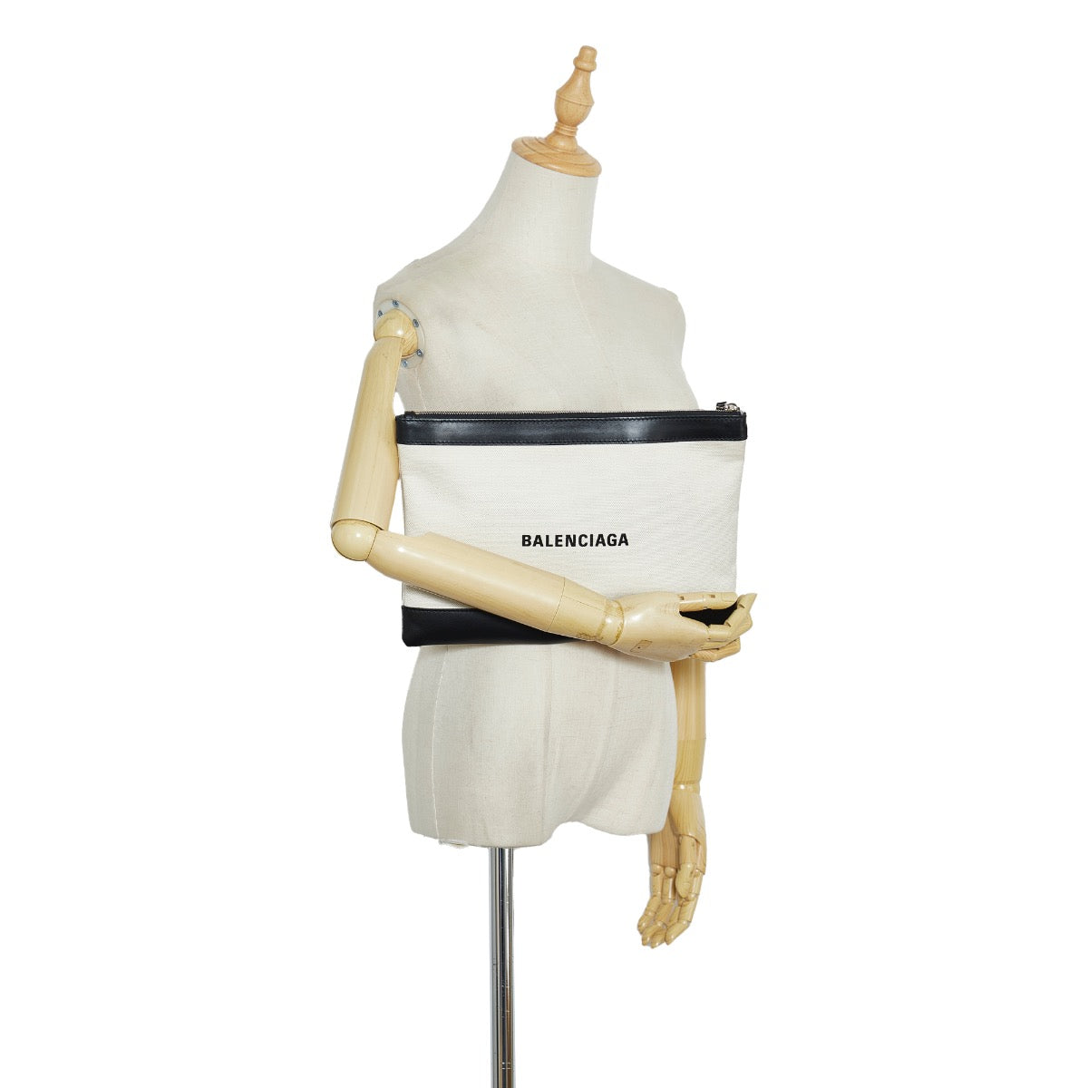 Balenciaga Beigekleurige Canvas Clutchtas met Logo