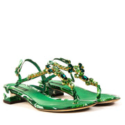 shop safe online Dolce & Gabbana Green Banana Leaf T Strap Sandals - Size 38