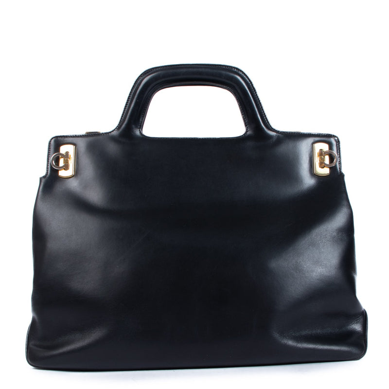 Ferragamo Vintage Black Wanda Top Handle Bag