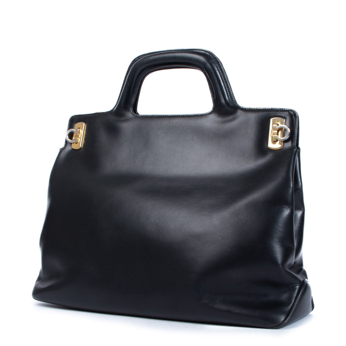 Ferragamo Vintage Black Wanda Top Handle Bag